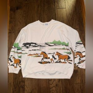 Free people cropped oversizedcrewneck with Horse Print